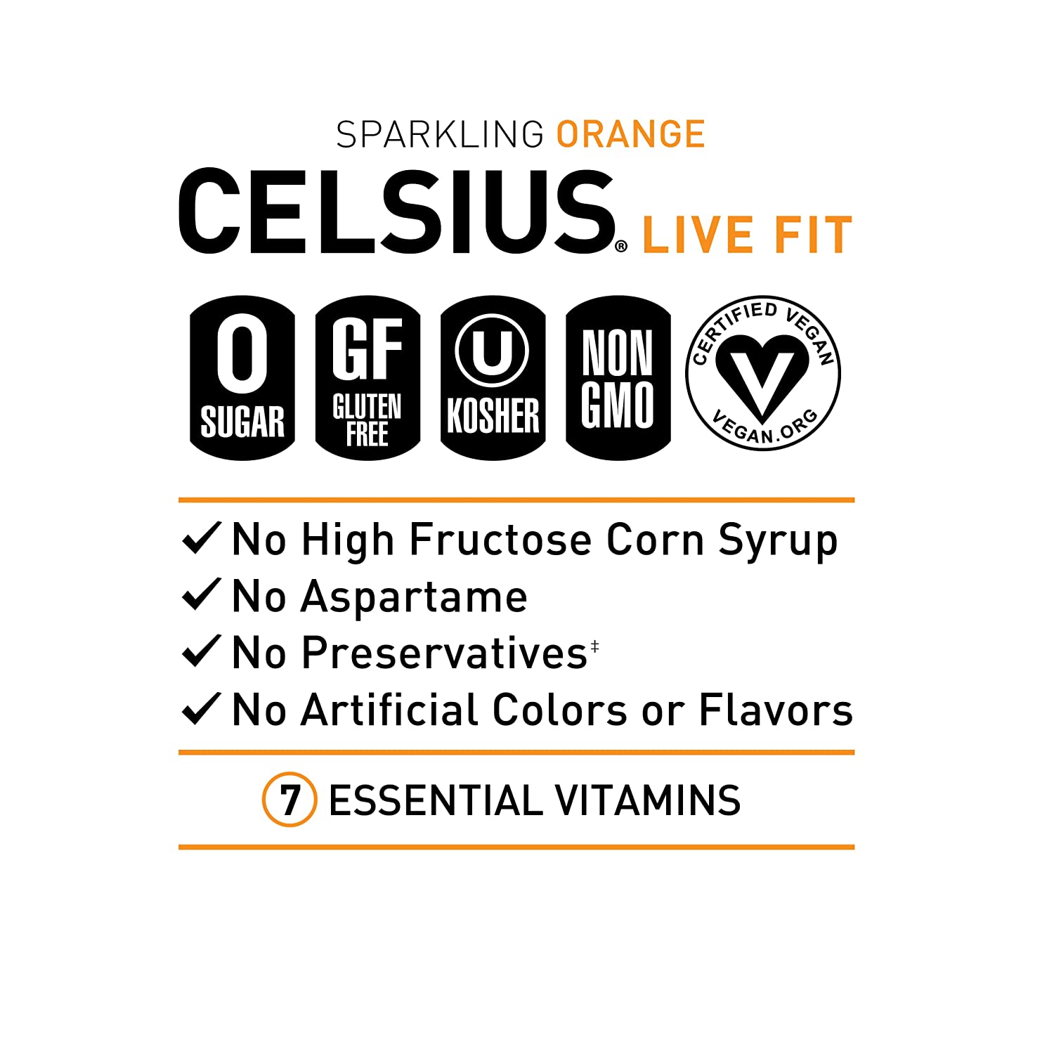 CELSIUS Sparkling Orange, Functional Essential Energy Drink 12 Fl Oz (Pack of 12) - Image 4